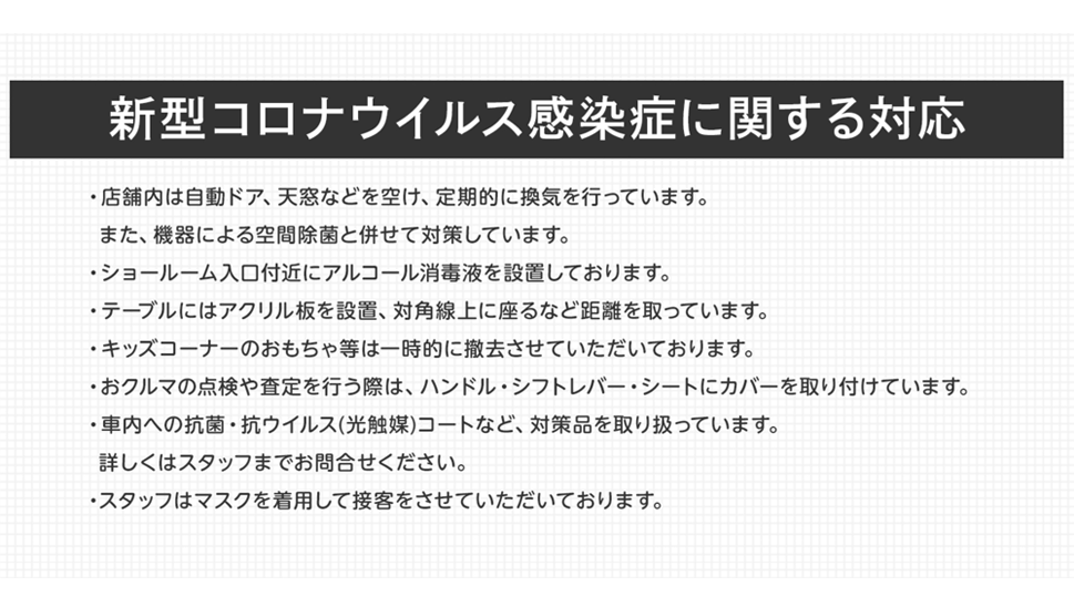 新型コロナウイルスに対する対応について